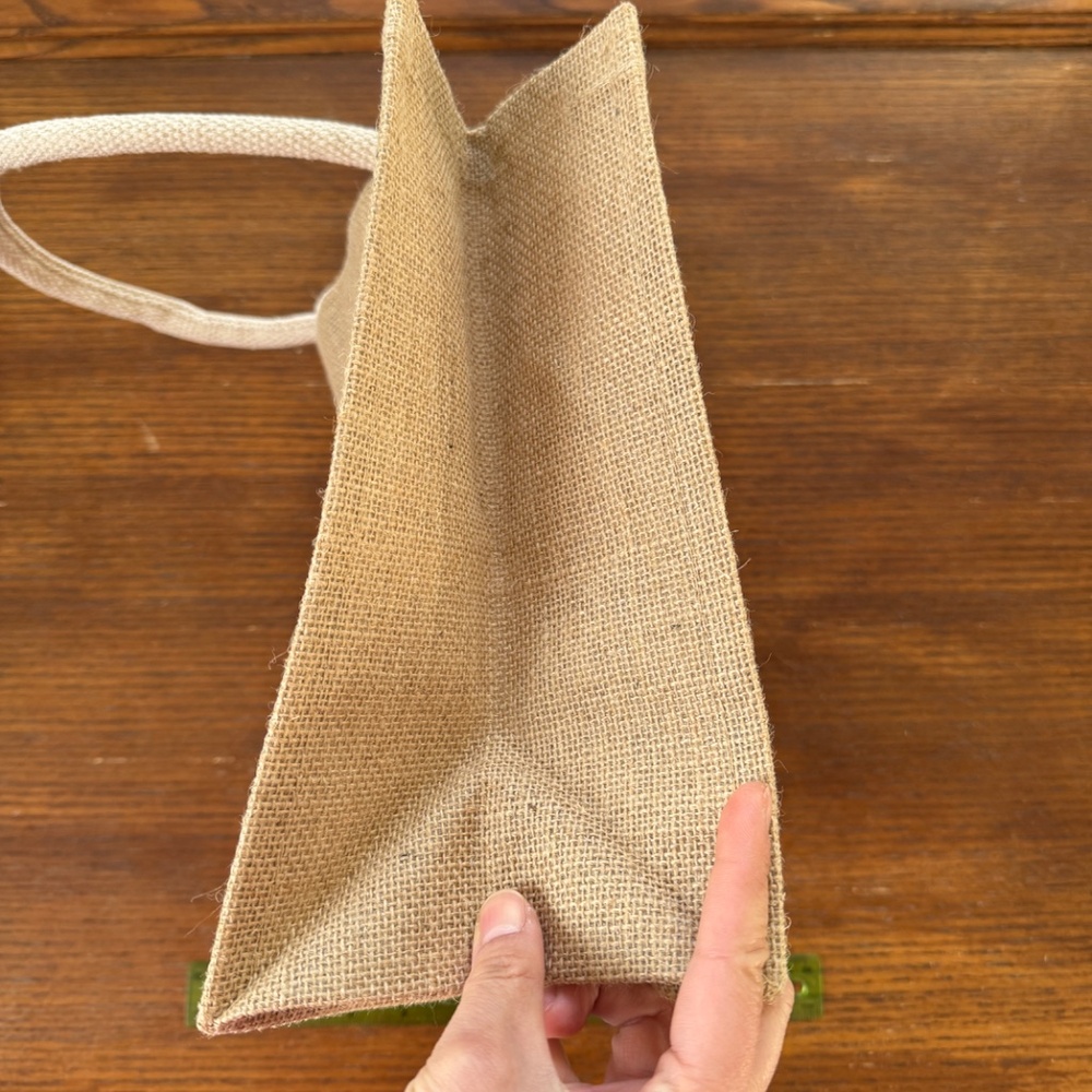 new Muji NYC cotton jute mini tote bag cute Big Apple smiley limited edition - Picture 4 of 5